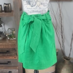 Banana Republic Linen Green Tie-Waist A-Line Skirt